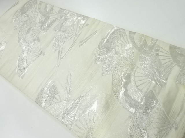 JAPANESE KIMONO / ANTIQUE FUKURO OBI / SILK / WOVEN MIST & FOLDING FAN
